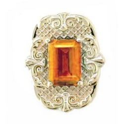N629 14K RECTANGULAR EMERALD CUT SLIDE CITRINE 